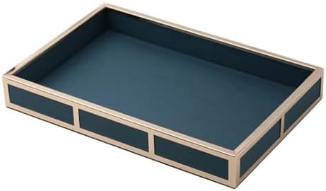 Luxury Leather Valet Tray for Desk Organizer - Stylish Storage Box for Men & Women, Perfect for Keys, Jewelry, Watches, Remote Controls & Cell Phones - Elegant Blue