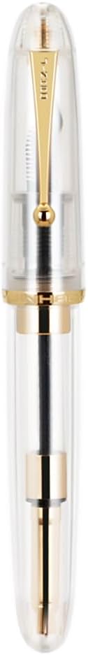 Jinhao 9019 Fountain Pen Dadao Series Transparent Clear Acrylic Gold Trim #8 Extra Fine Nib with Large Converter for Writing, Signature and Calligraphy