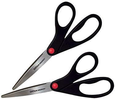 Office Depot® Brand Scissors, 8", Straight, Black, Pack of 2