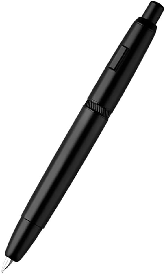 erofa Majohn A1 Press Fountain Pen with Box, Retractable Extra Fine Nib Metal Matte Black Ink Pen with Converter for Writing (No Clip Version)