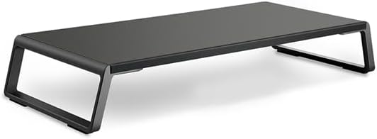 Wooden Steel Monitor Stand Riser With Storage Space Supports 22lb For Laptop Computer And 27 Inch iMac With Aluminum Legs (Black)