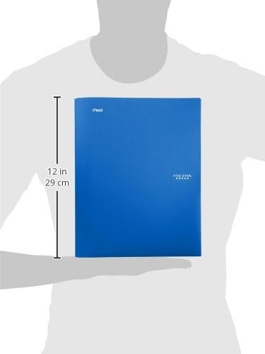 Five Star 2 Pocket Folder, Stay-Put Folder, Plastic Colored Folders with Pockets & Prong Fasteners, for Home, School Supplies & Home Office, 11” x 8-1/2”, Blue (72115) (Pack of 2)