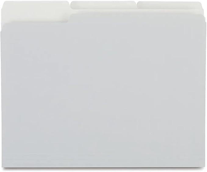 Staples Colored File Folders, Letter Size, 3‑Tab Top‑Tab Design, Gray, Durable Paper Stock, 100/Pack