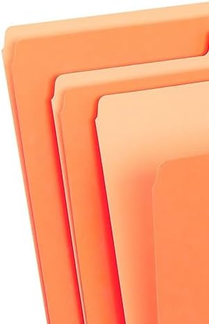 Staples File Folder, Letter Size, 1/3‑Cut Tab, Orange, Durable Paper Stock, 200/Carton