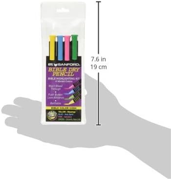 G.T. Luscombe Company, Inc. Bible Dry Highlighting Kit | No Bleed Eco-Friendly Refillable Dry Highlighters | No Sharpening | No Smearing or Fading | Yellow, Blue, Pink, Green (Set of 4)