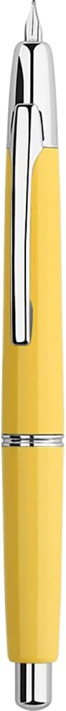 erofa Majohn A2 Press Fountain Pen Extra Fine Nib with Box, Retractable Yellow Resin Ink Pen with Converter Writing Pen Set (Silver Clip Version