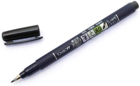 Fudenosuke Brush Pen Black x6-pen pack, with Takes To Do List Notepad - Calligraphy Pens for Writing and Art Drawings (6x Hard Tip)