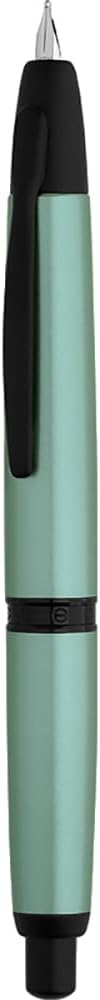 erofa Majohn A1 Press Fountain Pen Fine Nib with Box, Retractable Green Metal Ink Pen with Converter Writing Set (Black Clip Version)