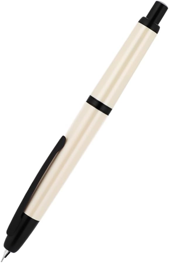Jinhao 20 Press Retractable Fountain Pen Extra Fine Nib with Converter Resin Writing Gift Pen, Ivory with Black Clip