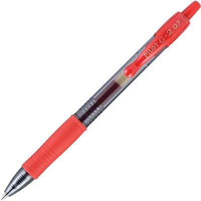 Pilot G2 Premium Gel Roller Pens, Fine Point 0.7 mm, Red Pens, Pack of 12 - Ideal for School, Journaling & Office Writing