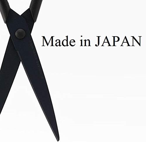 ALLEX Black Scissors All Purpose Sharp Japanese Stainless Steel Blade, Non-Sticking Fluorine Coating Blade for Adhesive Tape, Made in JAPAN