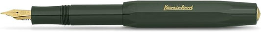 Kaweco CLASSIC SPORT Fountain Pen Green with 23 Carat Gold-Plated Steel Nib and Iridium Tip for Ink Cartridges I Sport Fountain Pen 13 cm I Nib: EF (Extra Fine)
