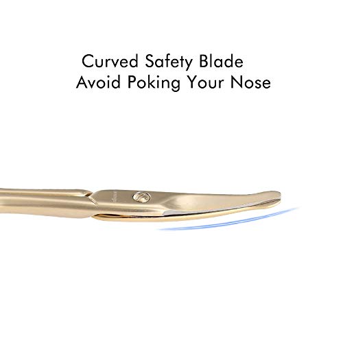 LIVINGO Small Nose Hair Scissors Curved Blade Rounded Tip | Stainless Steel Construction, Safe Blunt Tip, Precision Trimming for Eyebrow Cuticle Facial Hair Care