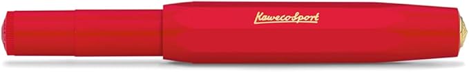 Kaweco CLASSIC SPORT Fountain Pen Red with 23 Carat Gold-Plated Steel Nib and Iridium Tip for Ink Cartridges I Sport Fountain Pen 13 cm I Nib: B (Broad)