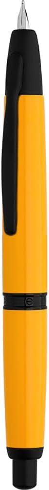 erofa Majohn A1 Press Fountain Pen Fine Nib with Box, Retractable Orange Metal Ink Pen with Converter Writing Set (Black Clip Version)