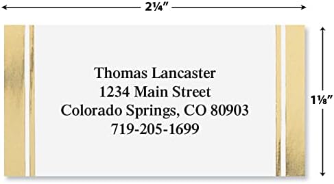 Colorful Images White and Gold Foil Metallic Return Address Mailing Labels, Personalized with Names & Addresses, Set of 144 Custom Self Adhesive, Easy Peel Flat Label Sheets, 1-⅛ ”x 2-¼” Size