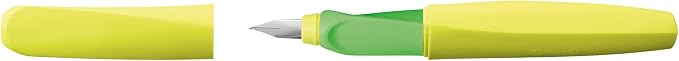 Pelikan Twist Fountain Pen with 1 Ink Cartridge, Medium Nib, Neon Yellow, Boxed (807272)