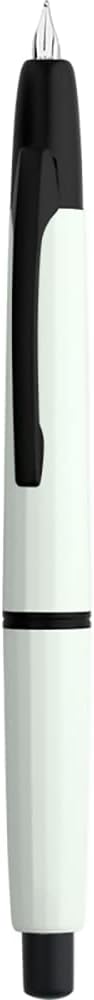 erofa Majohn A2 Press Fountain Pen Extra Fine Nib with Box, Retractable White Resin Ink Pen with Converter Writing Set (Black Clip Version
