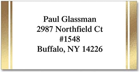Colorful Images White and Gold Foil Metallic Return Address Mailing Labels, Personalized with Names & Addresses, Set of 144 Custom Self Adhesive, Easy Peel Flat Label Sheets, 1-⅛ ”x 2-¼” Size
