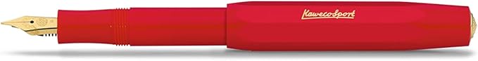 Kaweco CLASSIC SPORT Fountain Pen Red with 23 Carat Gold-Plated Steel Nib and Iridium Tip for Ink Cartridges I Sport Fountain Pen 13 cm I Nib: B (Broad)
