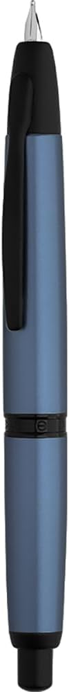 erofa Majohn A1 Press Fountain Pen Fine Nib with Box, Retractable Blue Metal Ink Pen with Converter Writing Set (Black Clip Version)