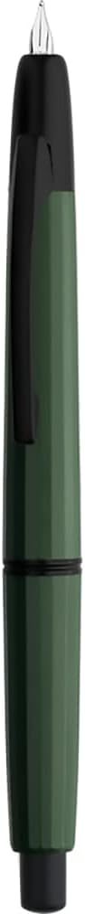 erofa Majohn A2 Press Fountain Pen Extra Fine Nib with Box, Retractable Green Resin Ink Pen with Converter Writing Set (Black Clip Version