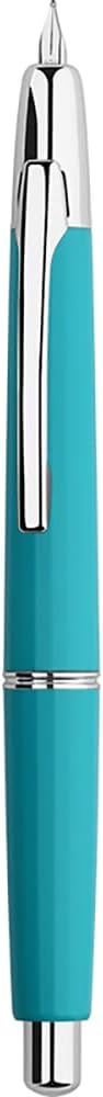 erofa Majohn A2 Press Fountain Pen Extra Fine Nib with Box, Retractable Lake Blue Resin Ink Pen with Converter Writing Set (Silver Clip Version)