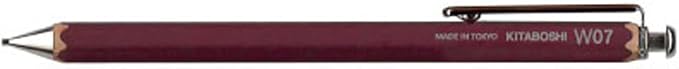 Kitaboshi 0.7mm Mechanical Pencil, Wooden Barrel, #0 2B, Black Lead, Adzuki Red (Burgundy), 1ea (W07-600AZ)