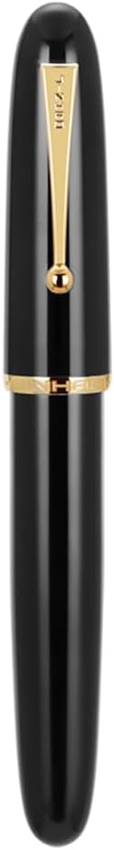 Jinhao 9019 Fountain Pen Black Acrylic Dadao Series Gold Trim #8 Fine Point Large Converter Smooth Writing Instrument