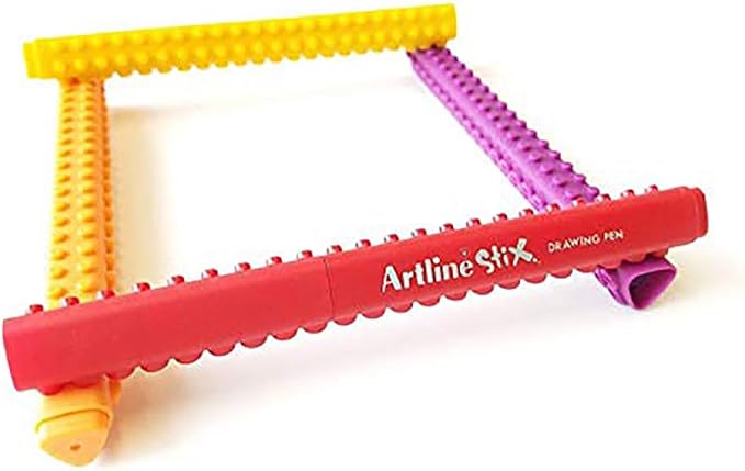Artline Stix Stackable Brush Markers, Assorted Colors, 6 Pack | Connecting marker pens for hand lettering, calligraphy, coloring, drawing and creative building activities