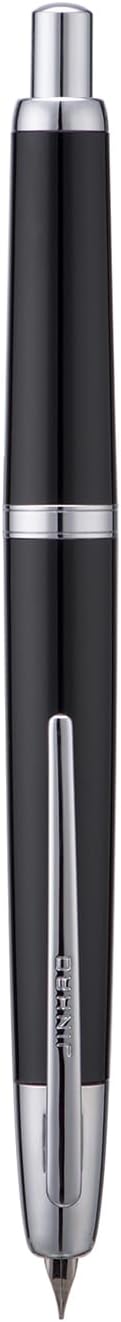 Jinhao 20 Press Retractable Fountain Pen Medium Nib with Converter Resin Writing Gift Pen, Vivid Black