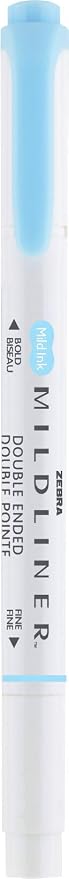 Zebra Pen MILDLINER No Bleed Highlighter, Blue Color, Dual Tip, 12-Pack | Broad and Fine Point Tip Marker Set, Ideal for Bible Highlighting, Journaling, Office, School and Teacher Supplies (78120upc)