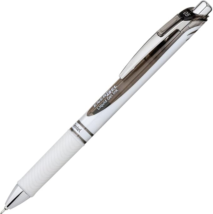 Pentel EnerGel Pearl Deluxe RTX Liquid Gel Pen, 0.5mm, Fine Line, Needle Tip, Black Ink, Box of 12 (BLN75PW-A)