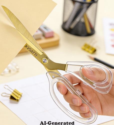 Scissors All Purpose Heavy Duty - Gold 9" Titanium Coated Stainless Steel Blades for Office Desk, Craft Art, School Classroom & Teacher Supplies, Right Hand Only