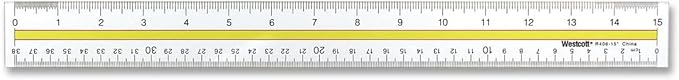 Westcott Acrylic Data Highlight Reading Ruler With Tinted Guide, 15" Clear