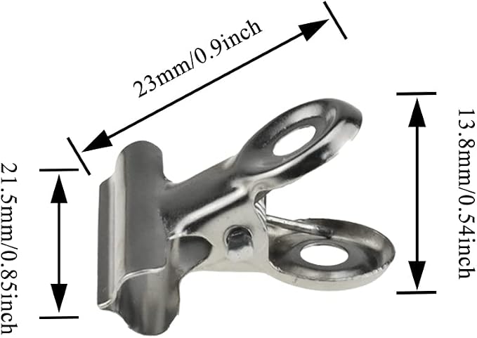 HAHIYO 0.87inch Silver Bulldog Clips Metal File Hinge Binder Clips Clamps Save Space Strong Spring Jaws Rock Solid Grip Book Lay Flat Deburred Edge for Hang Photos Wall Grid Dog Food 30PCS