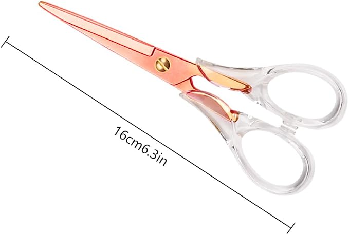 Aesthetic Clear Acrylic Scissors, 6.3" Craft Shears with Rose-gold Sharp Stainless Steel Blades for Home Office & School, Cute Stationery Tools for Bullet Journaling, Scrapbooking & Gift Wrapping
