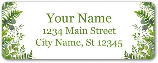 Personalized Return Address Labels - Blooming Greenery - 60-1000 Custom Self-Adhesive Stickers