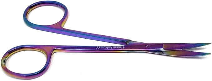 Premium Iris Scissors Micro Dissecting Scissors Curved 4.5" with Fine Sharp Blades Made of Stainless Steel Medical Surgical Tools (Multicolor)