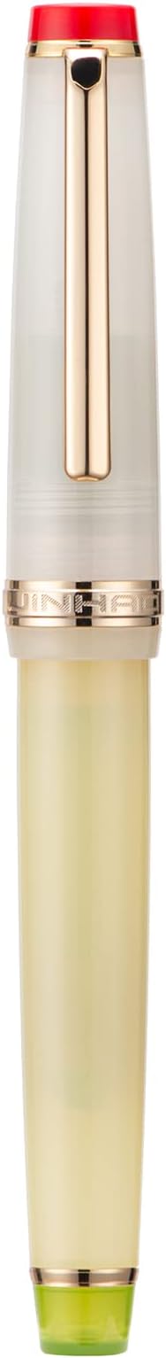 Jinhao 82 Acrylic Fountain Pen, Iridium Fine Nib with Ink Converter, Vintage Cream White Contrast Color Classic Design Smooth Writing Pen (Gold Trim)