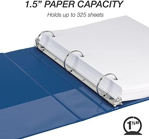 Samsill 1.5 Inch 3 Ring Binders, Economy Round Ring, Clear View Cover, 325 Sheet Capacity - for School, Home, Office - Blue, 4 Pack