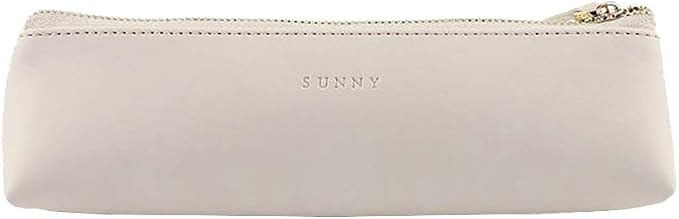 Doraking Cosmetic Makeup Bag Pen Stationery Case PU Leather Small Pencil Pouch for Students Zipper Bag for Pens, Pencils, Markers (Apricot)