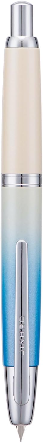 Jinhao 10 Press Fountain Pen with Box, Gradient Blue Retractable Extra Fine Nib with Ink Converter Limited Edition Set (Silver Clip)