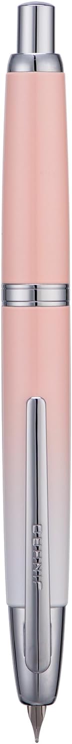 Jinhao 10 Press Fountain Pen with Box, Gradient Peach Pink Retractable Medium Nib with Ink Converter Set (Silver Clip)