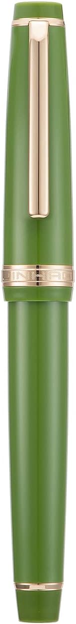 Jinhao 82 Avocado Green Acrylic Fountain Pen, Iridium Fine Nib Classic Design Smooth Writing Pen with Ink Converter (Gold Trim)
