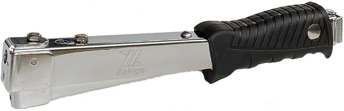 Zeluga 16-425 Heavy Duty Steel Construction Hammer Tacker, Anti-Jam Magazine and Ergo Grip Handle, Fits Staples 1/4'' - 5/16'' - 3/8'' (A11, T50 and 140 Staples), Black