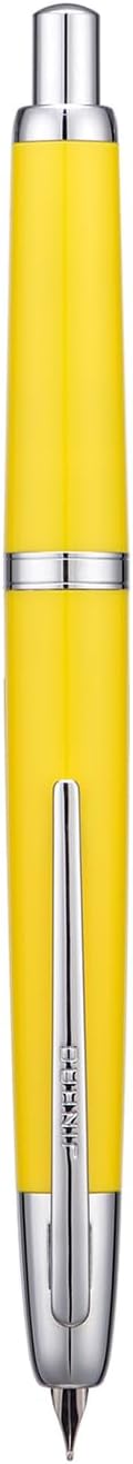 Jinhao 20 Press Retractable Fountain Pen Medium Nib with Converter Resin Writing Gift Pen, Yellow with Silver Clip