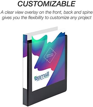Samsill 4 Pack Durable 1 Inch 3 Ring Binders, Round Ring, Clear View Cover for Presentations, Black