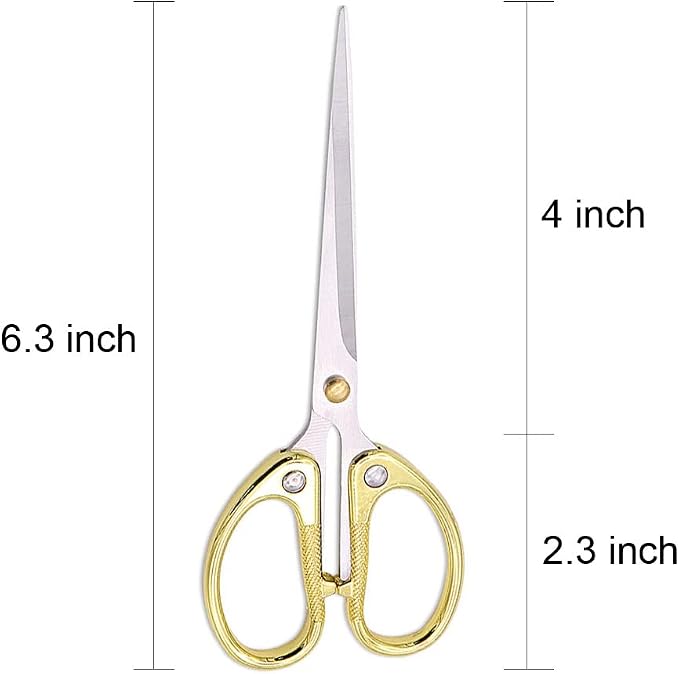 6.3-inch Small Craft Scissors, Sharp Blades Office Scissors for Desk, Stainless Steel All Purpose Scissors for Office, Home, School, DIY, Sewing, Fabric (Gold)