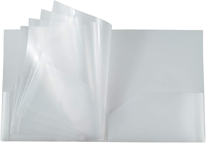 JAM PAPER Heavy Duty Plastic Multi Pocket Folders - 10 Pocket Organizer - Clear - Sold Individually